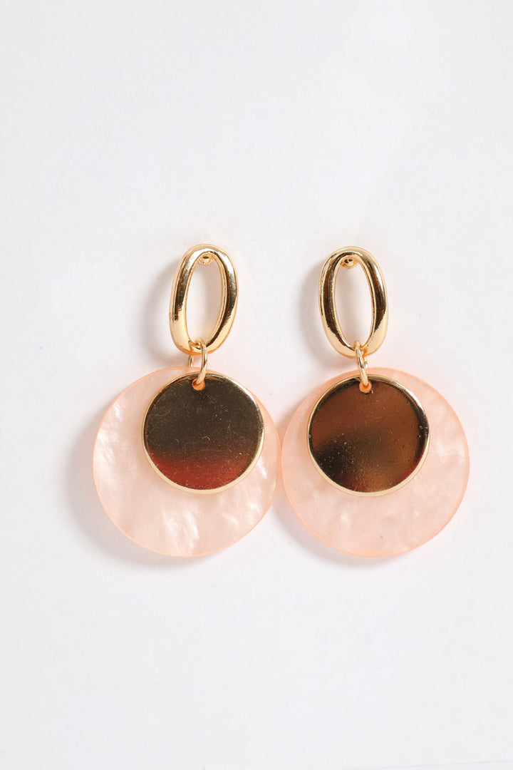 Blush Resin Drop Earring - Gold