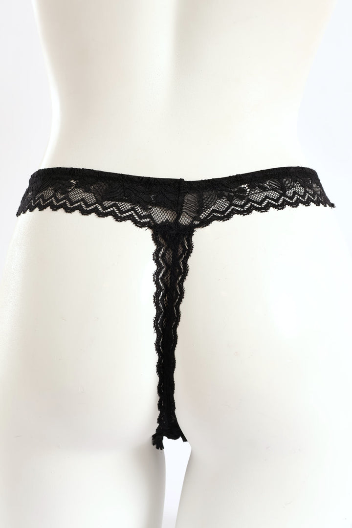 3 Pack Lace G-String Panties - Green/Pink/Black