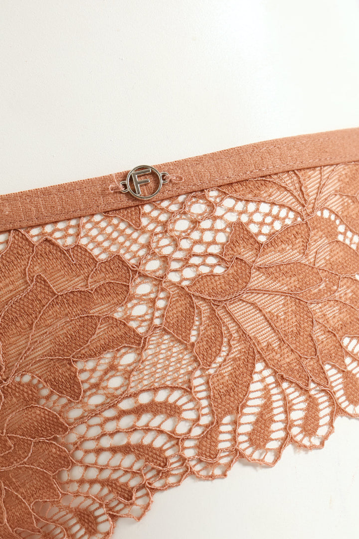 3 Pack Galloon Lace Brazilian Panties - Caramel/Espresso