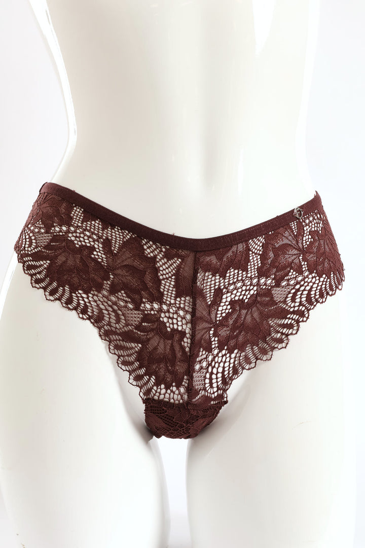 3 Pack Galloon Lace Brazilian Panties - Caramel/Espresso