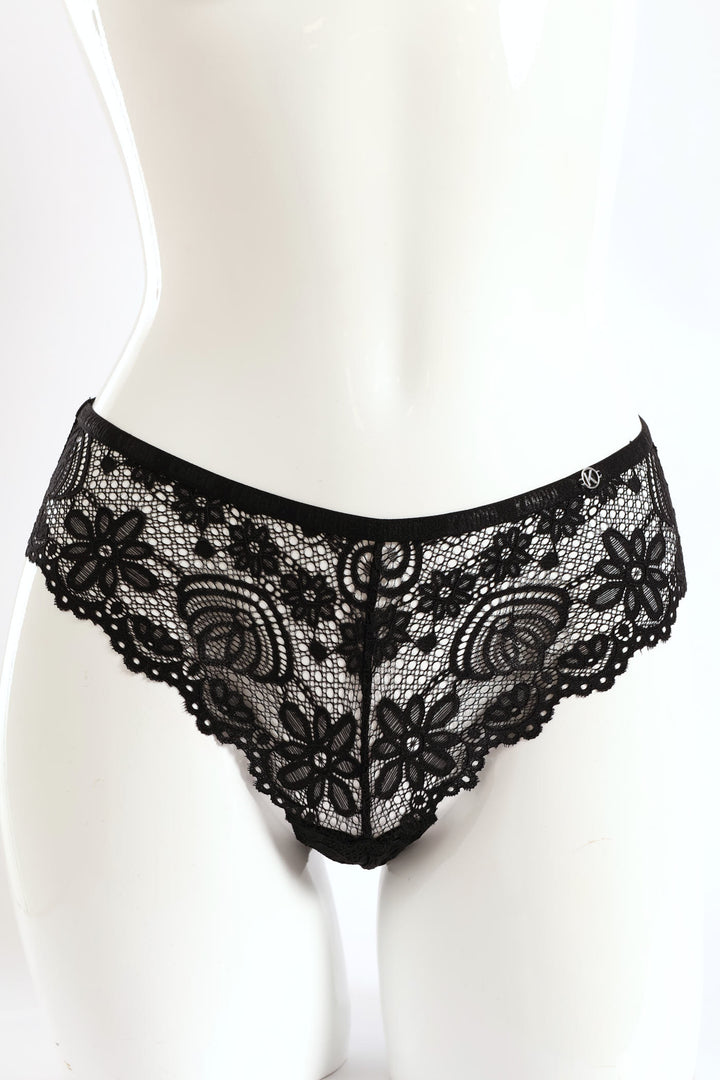 3 Pack Galloon Lace Brazilian Panties - Teal/Black/Raspberry