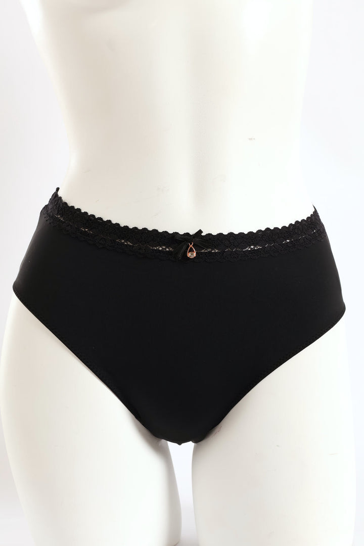 Plain Microfibre Midi Panty - Black