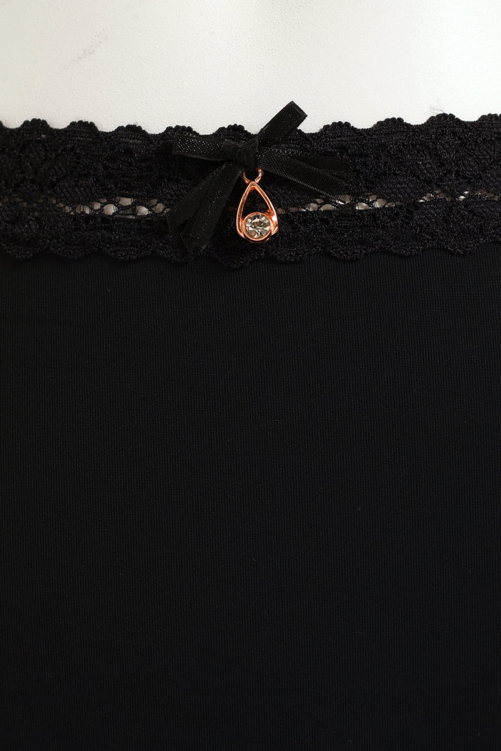 Plain Microfibre Midi Panty - Black