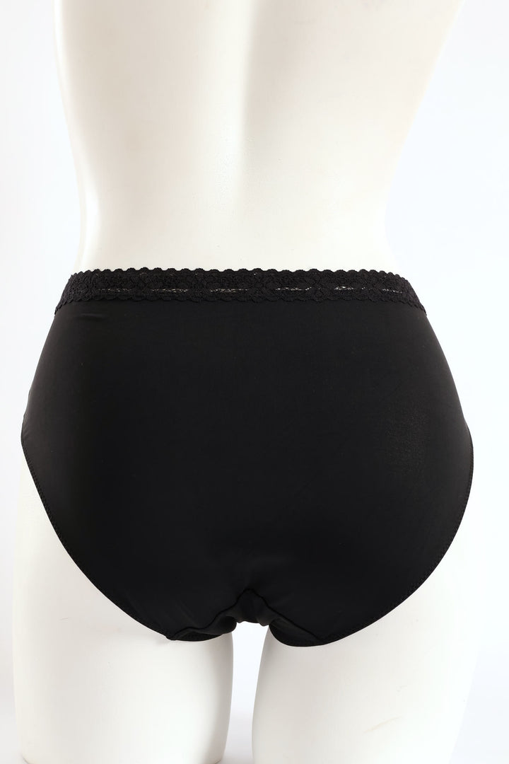 Plain Microfibre Midi Panty - Black