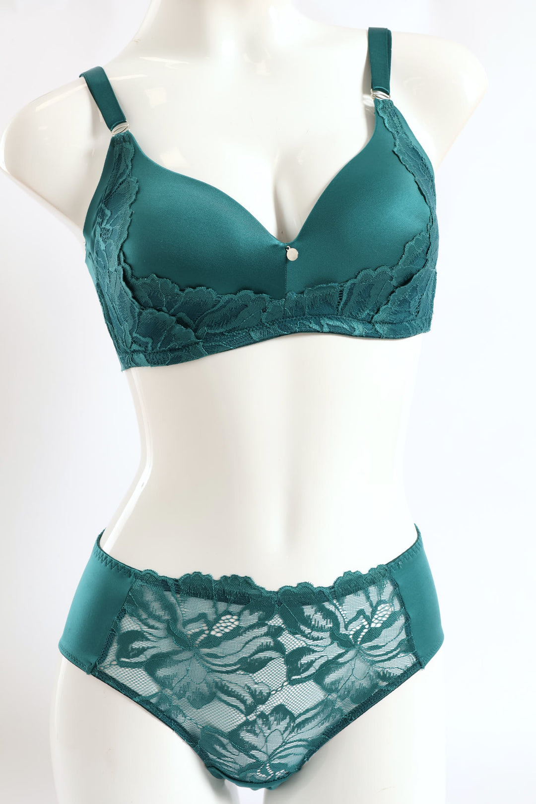 Microfibre & Lace Molded Bra - Emerald