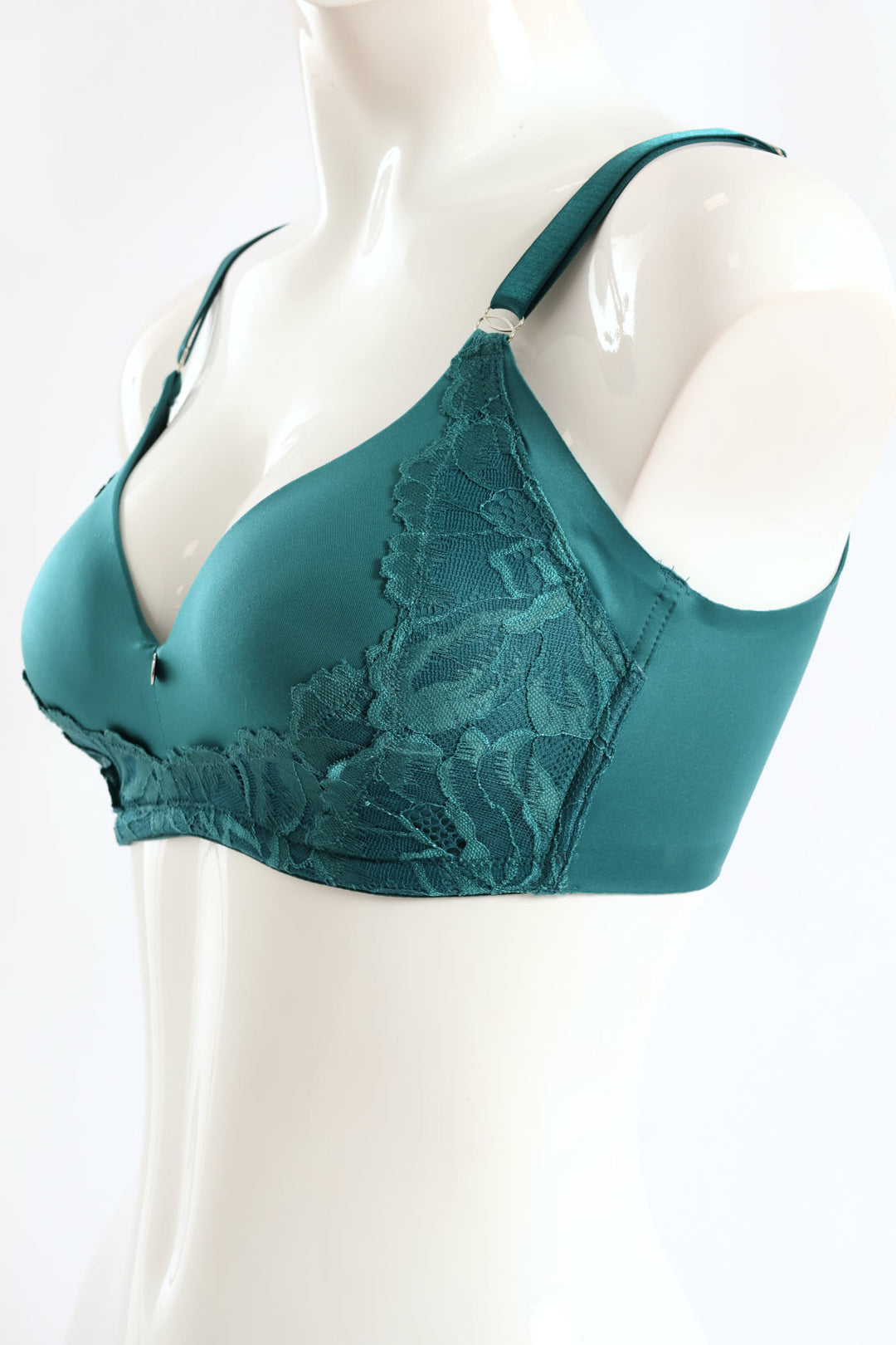 Microfibre & Lace Molded Bra - Emerald