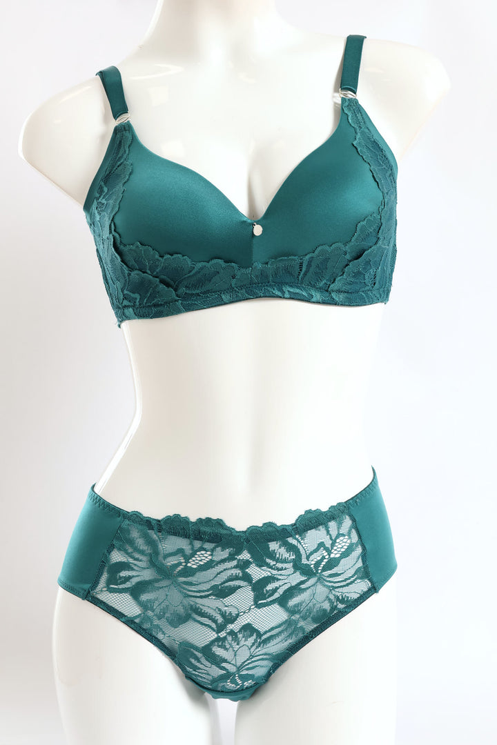 Microfibre & Lace Midi Panty - Emerald