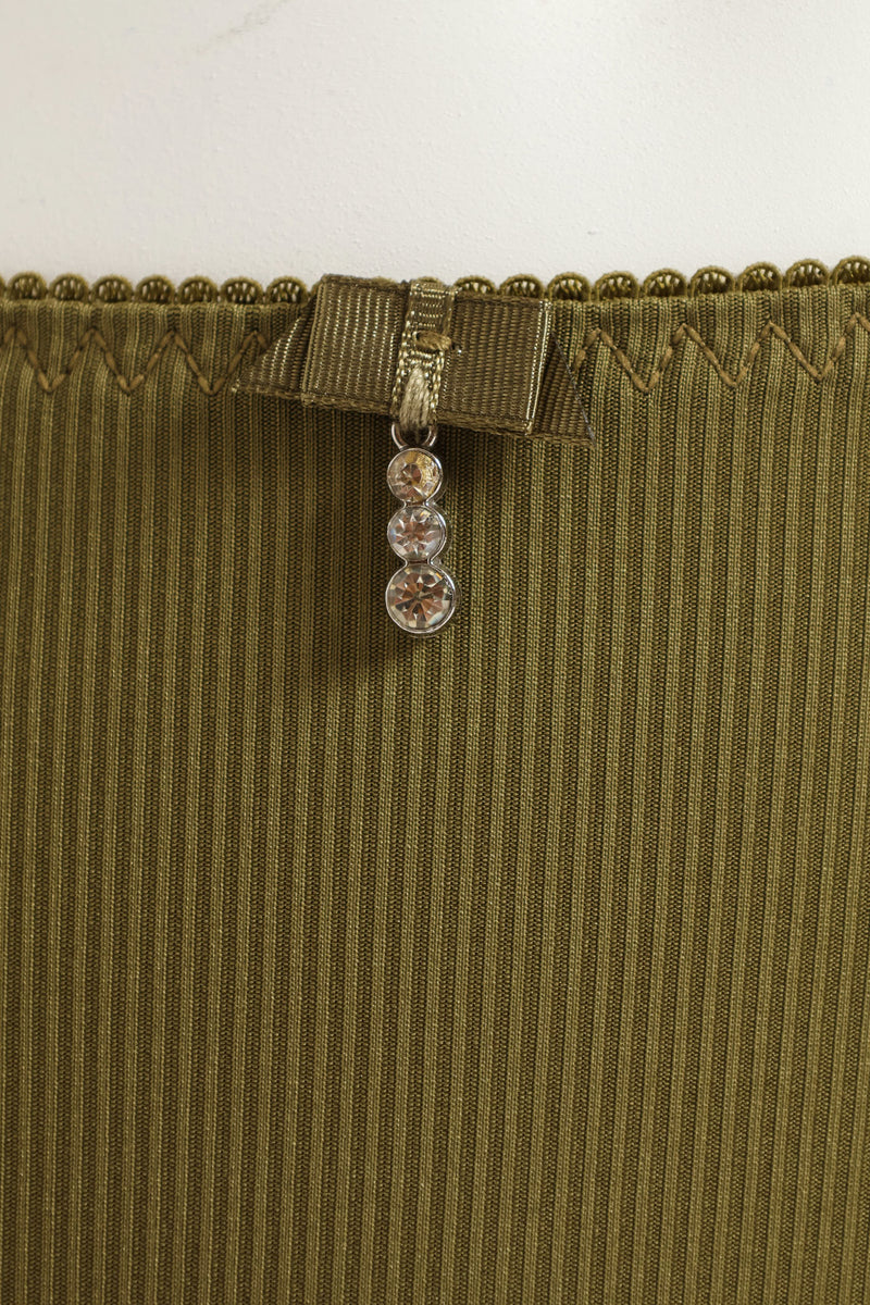 Lace & Rib Bikini Panty - Olive