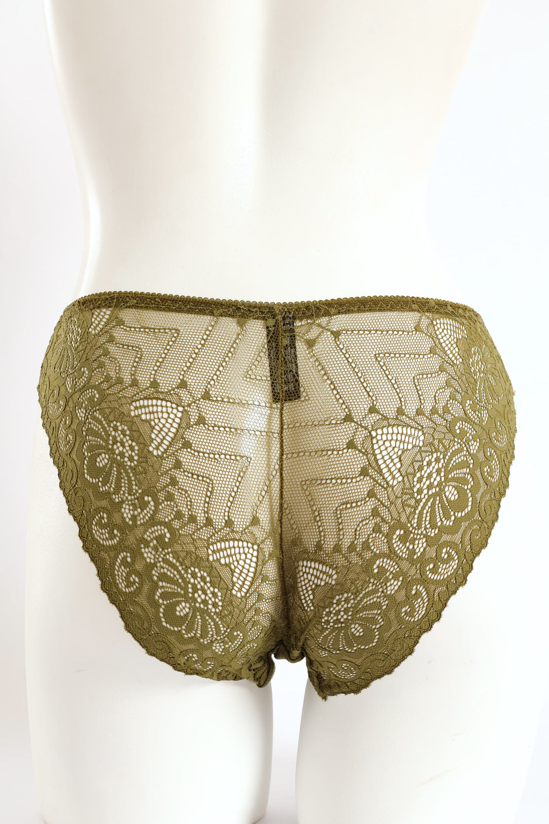 Lace & Rib Bikini Panty - Olive