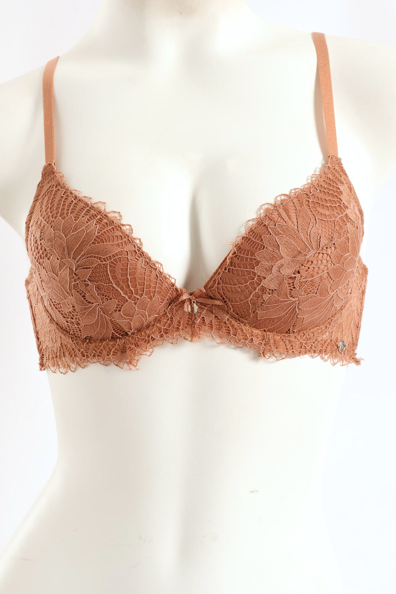 2 Pack Galloon Lace T-Shirt Bra - Caramel/Espresso