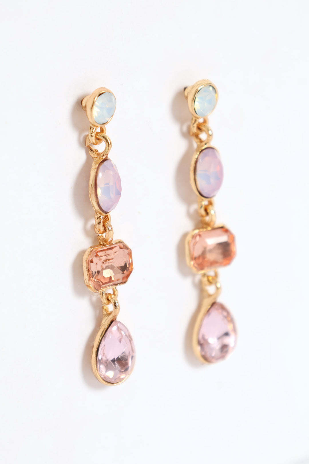 Stone Drop Earring - Gold/Pink
