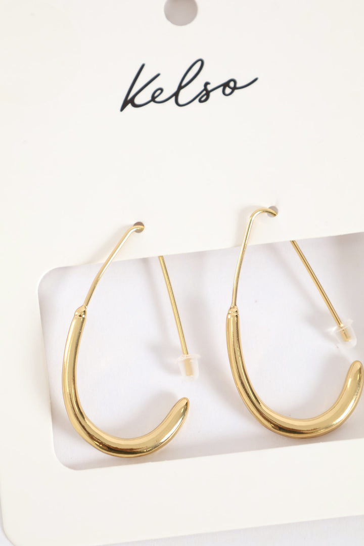 Oval Hoop Earrings - Gold
