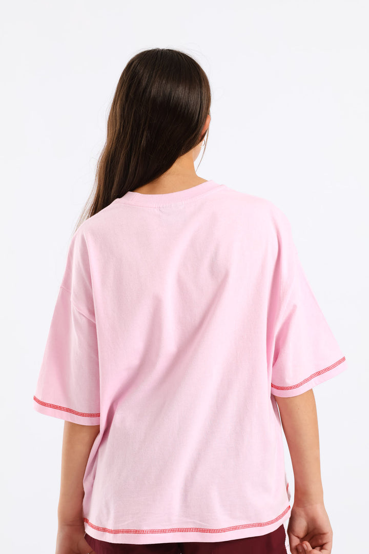 Girls Sicilian Strawberry Oversized Tee - Pink