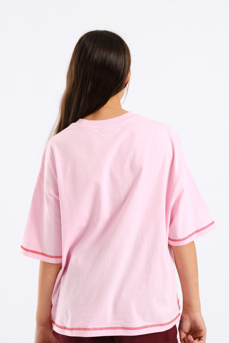 Girls Sicilian Strawberry Oversized Tee - Pink