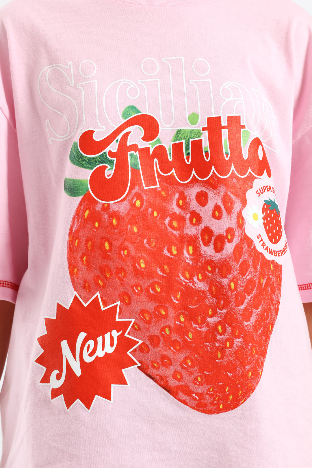 Girls Sicilian Strawberry Oversized Tee - Pink