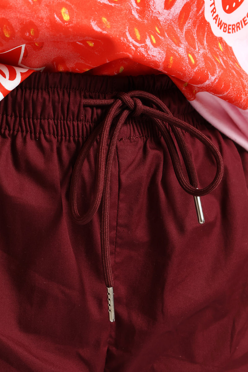 Girls Stripe Athletic Short - Maroon