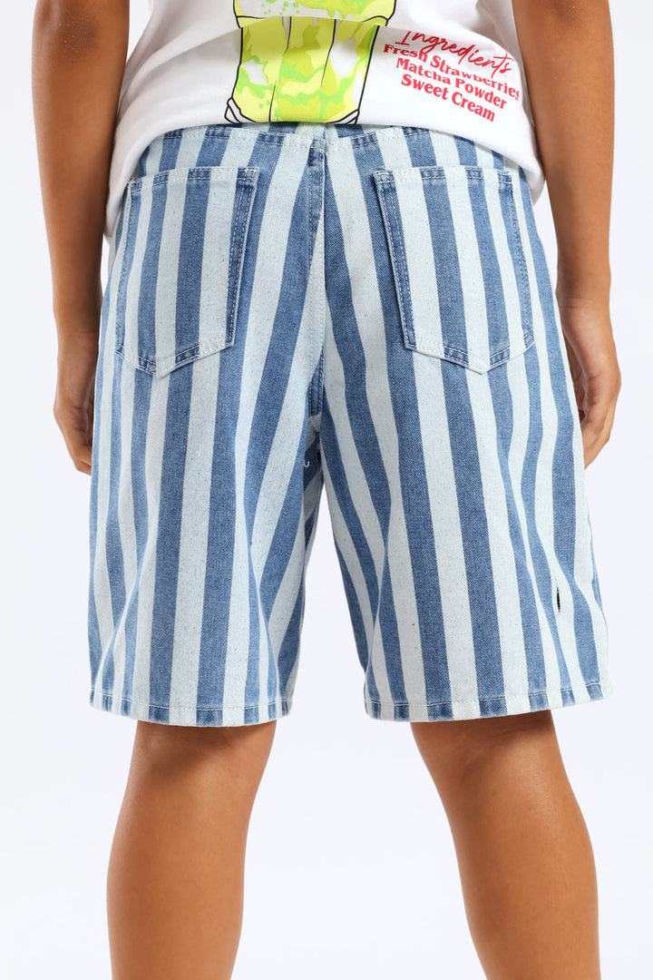 Girls Tooty Fruity Embroidered Stripe Shorts - Multi