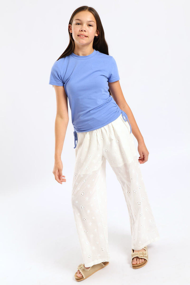 Girls Anglaise Wide Leg Pant - White