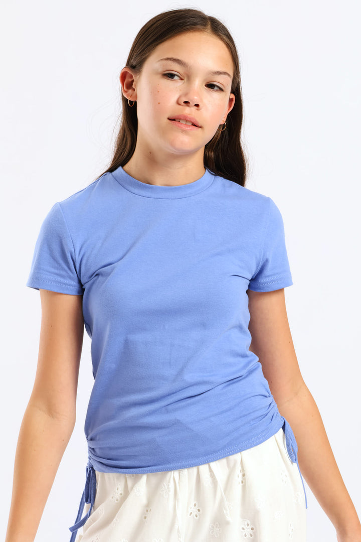 Girls Side Tie Tee - Blue