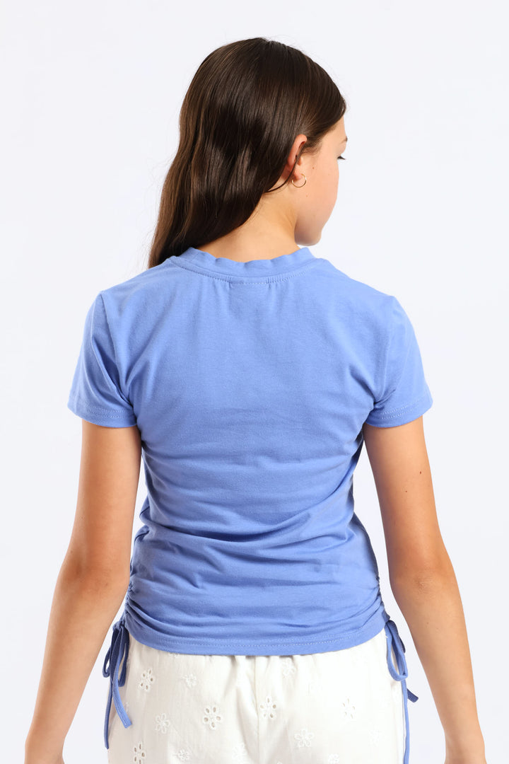 Girls Side Tie Tee - Blue