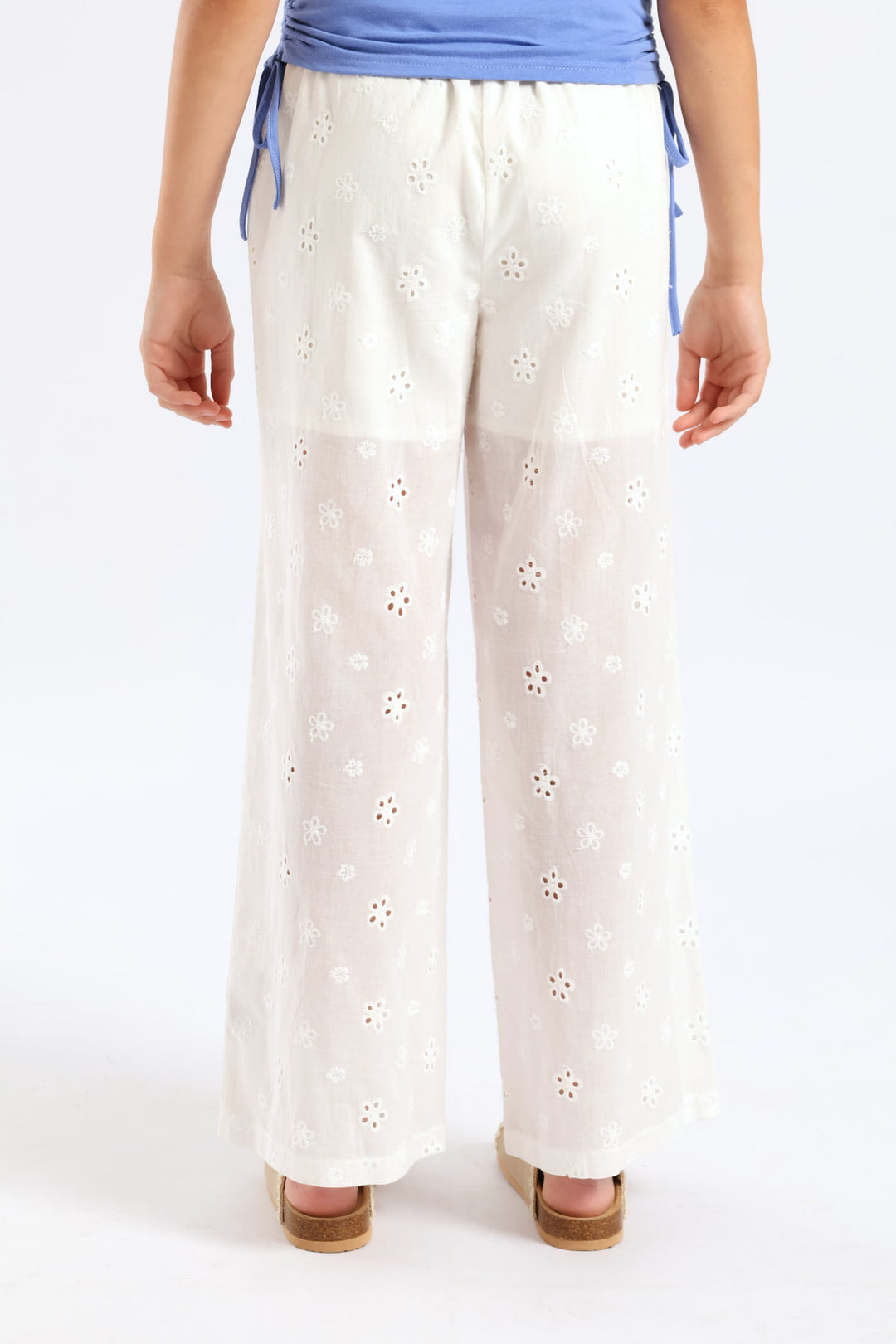 Girls Anglaise Wide Leg Pant - White