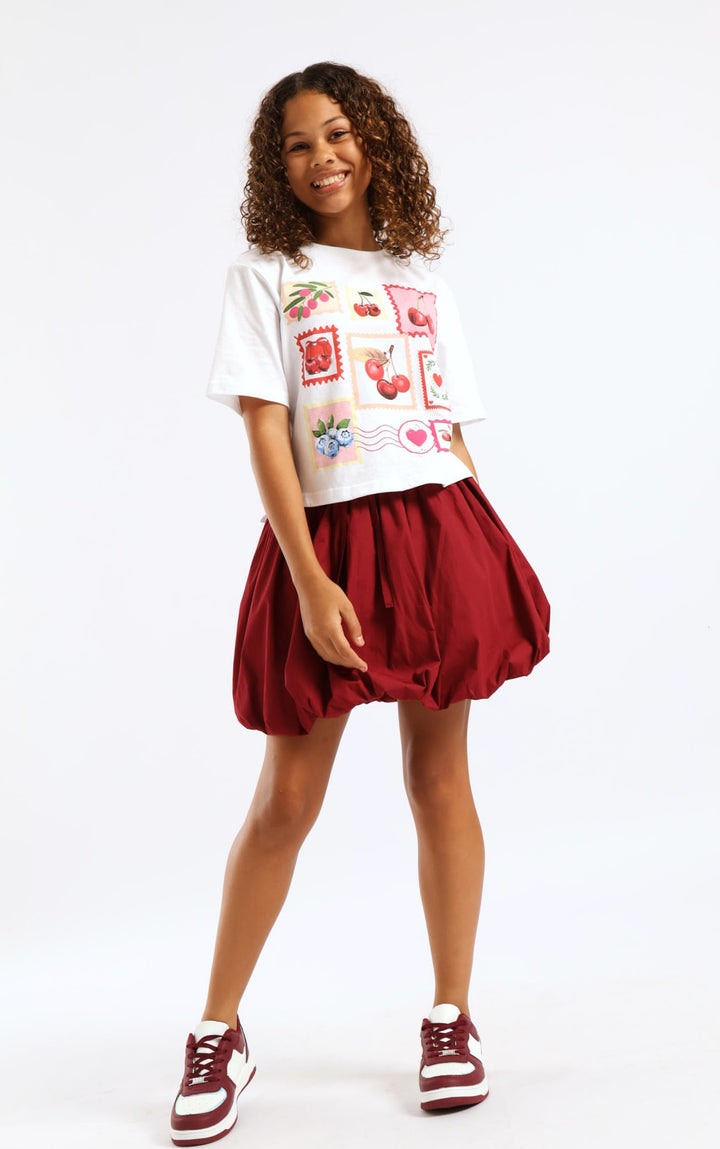 Girls Sport Bubble Side Tape Skirt - Burgundy