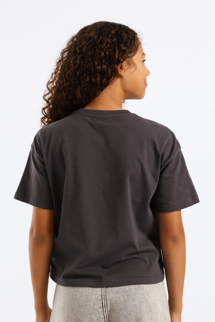 Girls Malibu Coast Boxy Tee - Charcoal