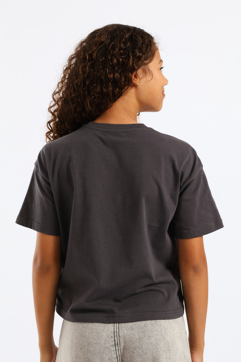 Girls Malibu Coast Boxy Tee - Charcoal