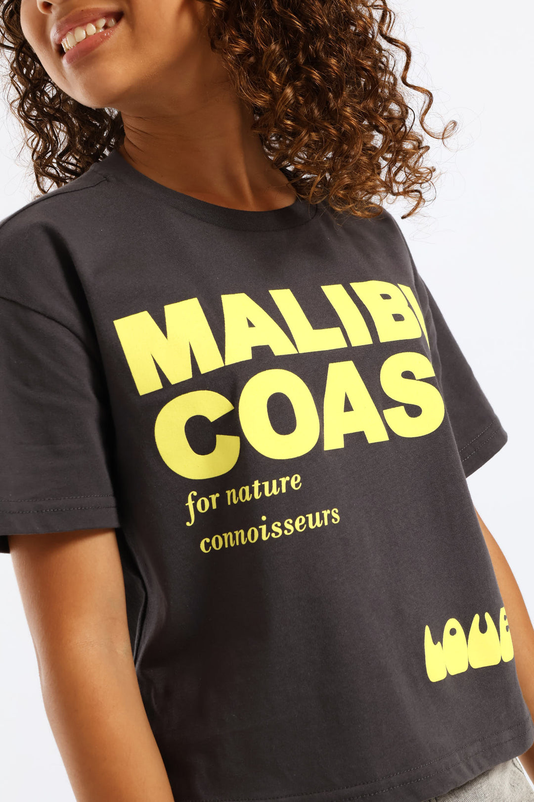 Girls Malibu Coast Boxy Tee - Charcoal