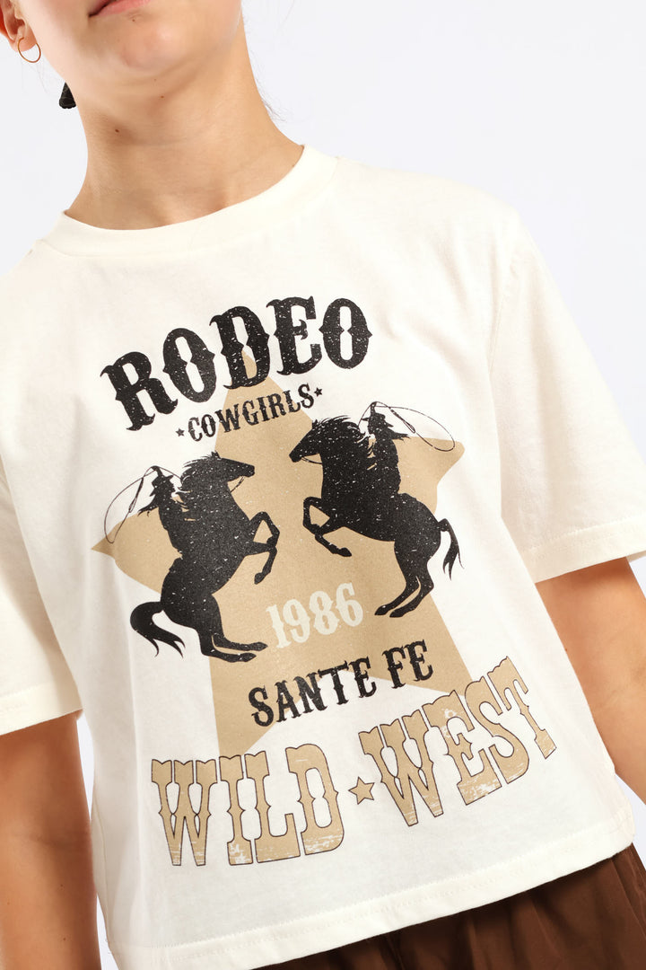 Girls Rodeo Regular Tee - Cream