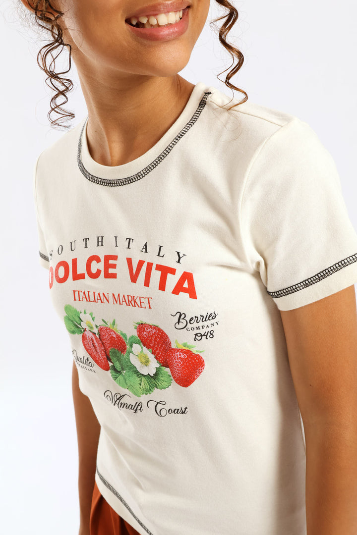 Girls Dolce Vita Strawberry Tee - Cream