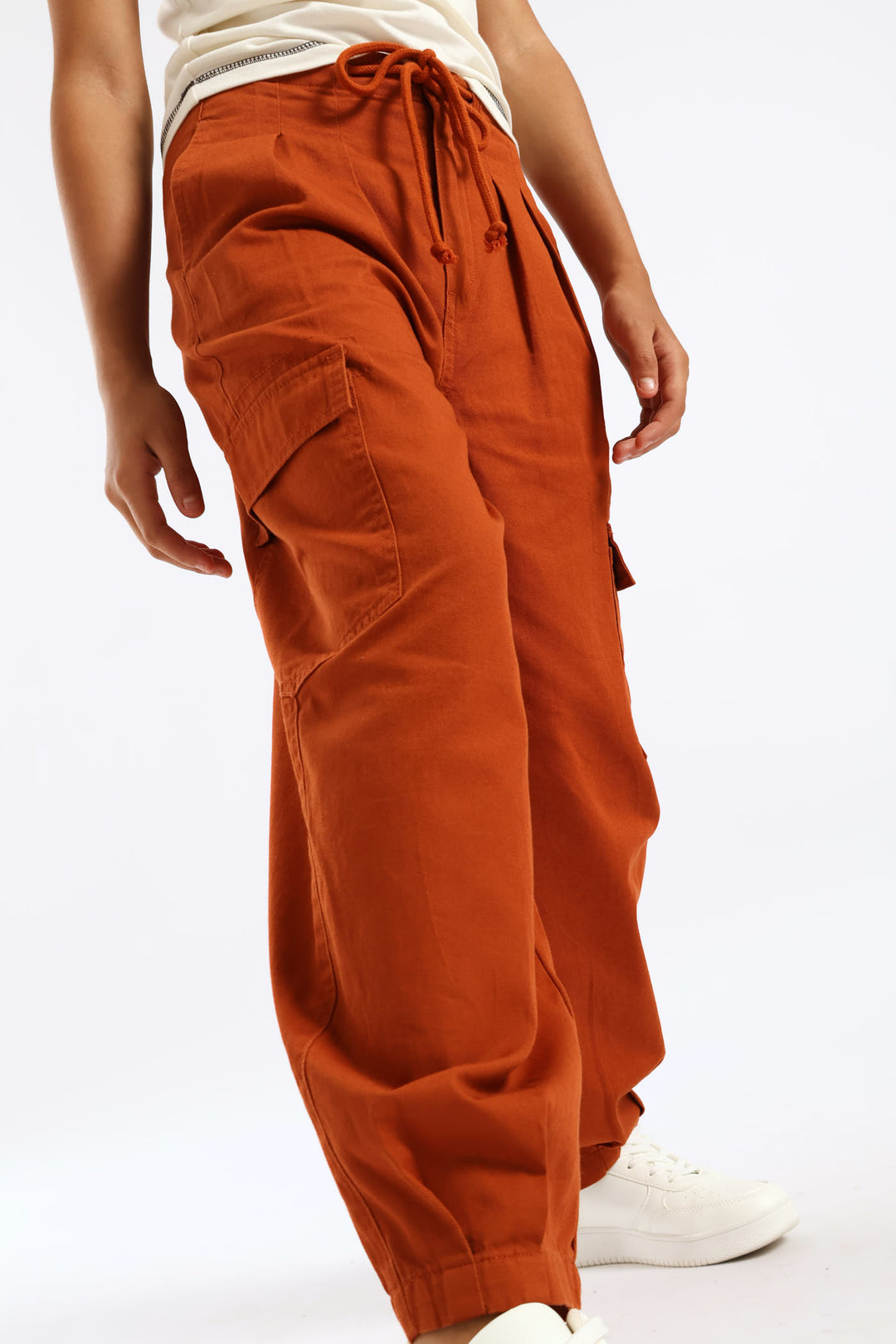 Girls Barrel Hem Dart Pants - Rust