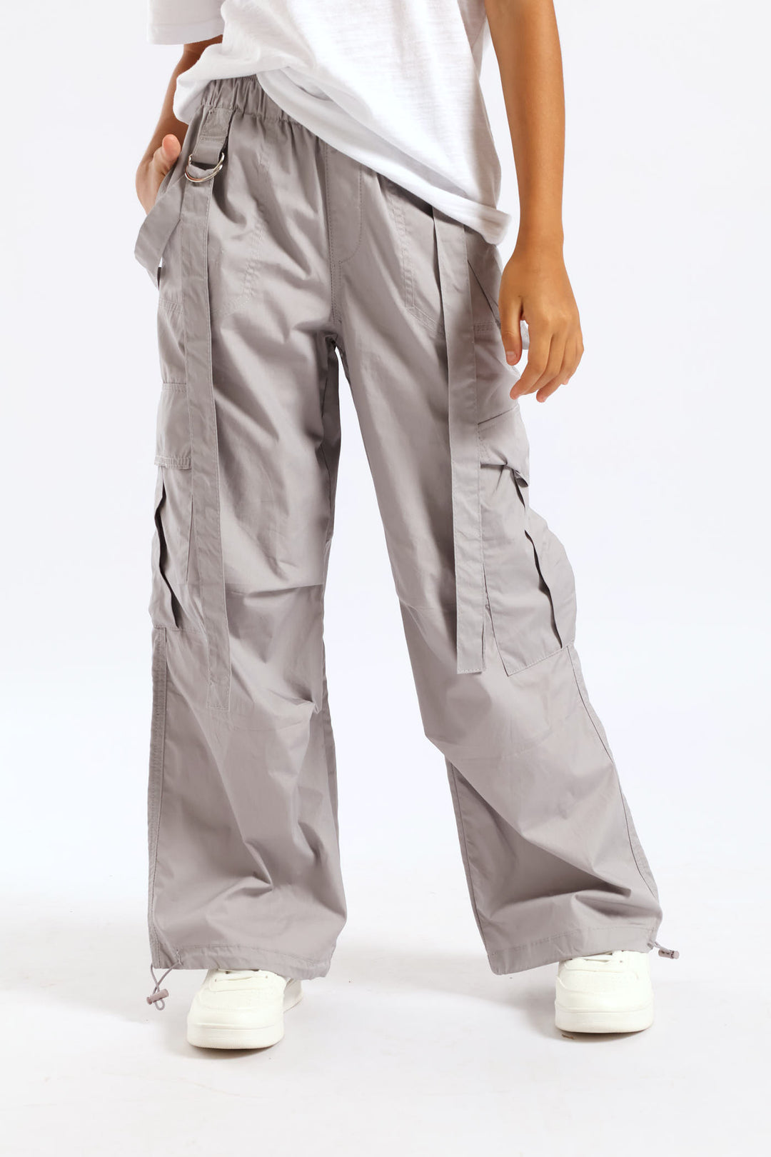 Girls Parachute Pants - Grey