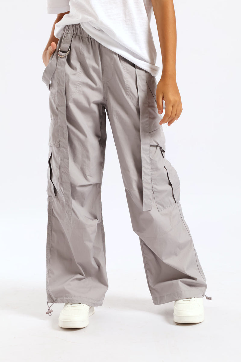 Girls Parachute Pants - Grey