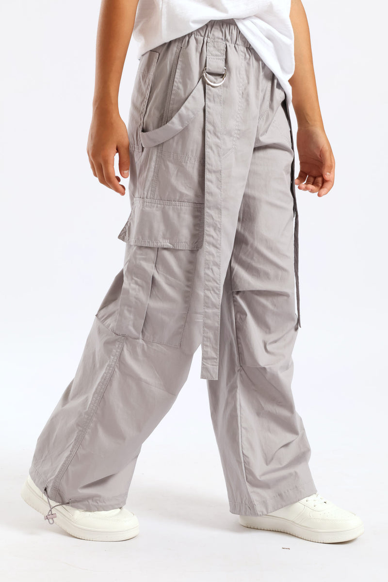 Girls Parachute Pants - Grey