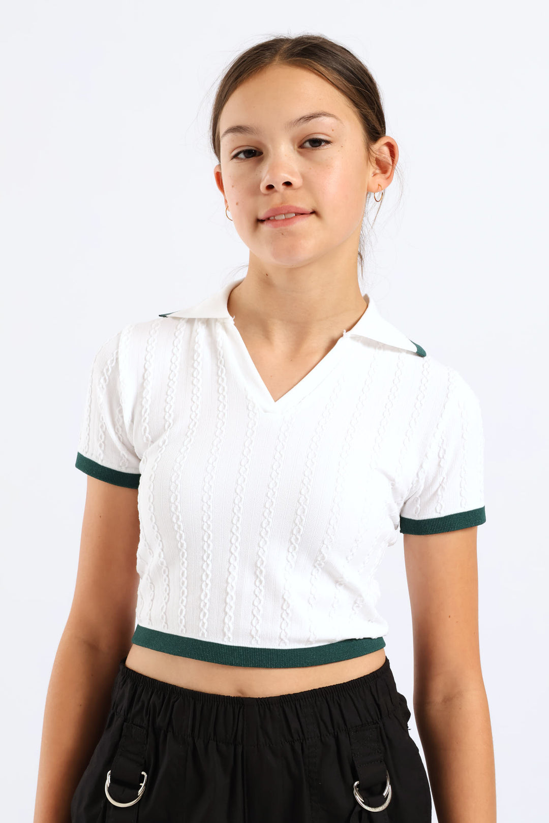 Girls Seamless Contrast Golfer - Cream