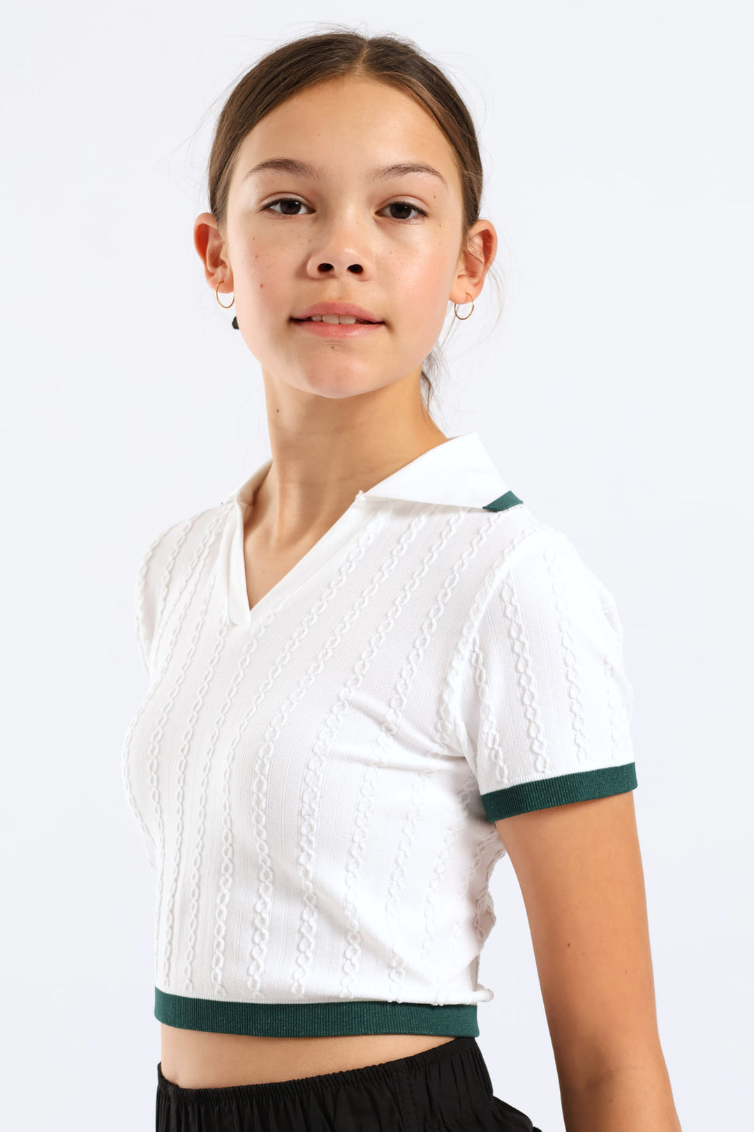 Girls Seamless Contrast Golfer - Cream