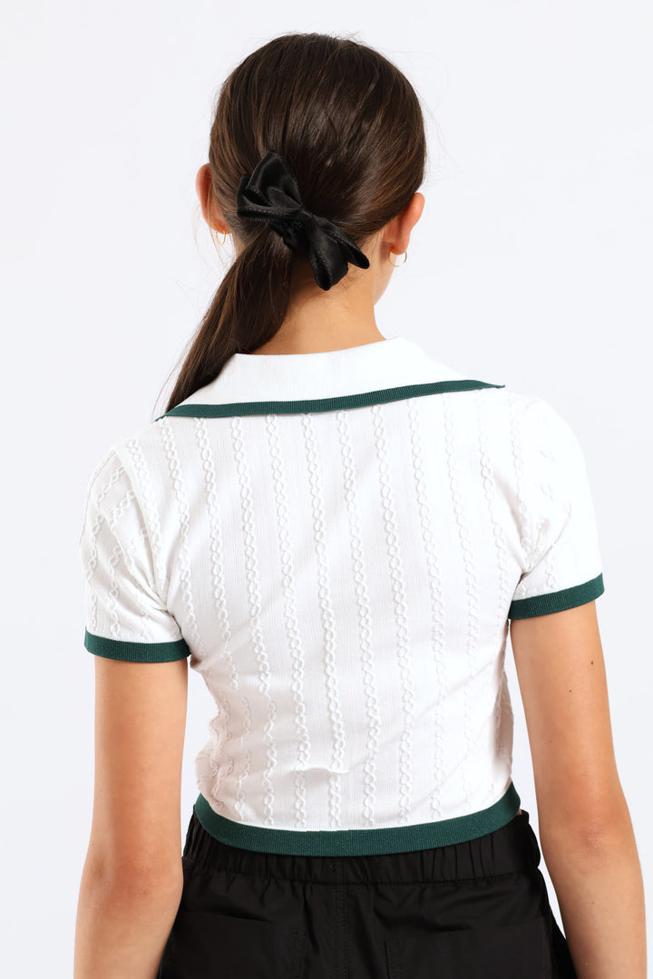 Girls Seamless Contrast Golfer - Cream