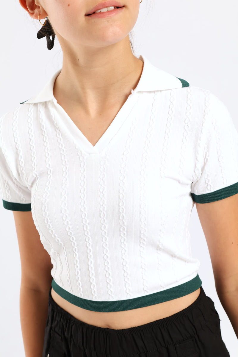 Girls Seamless Contrast Golfer - Cream