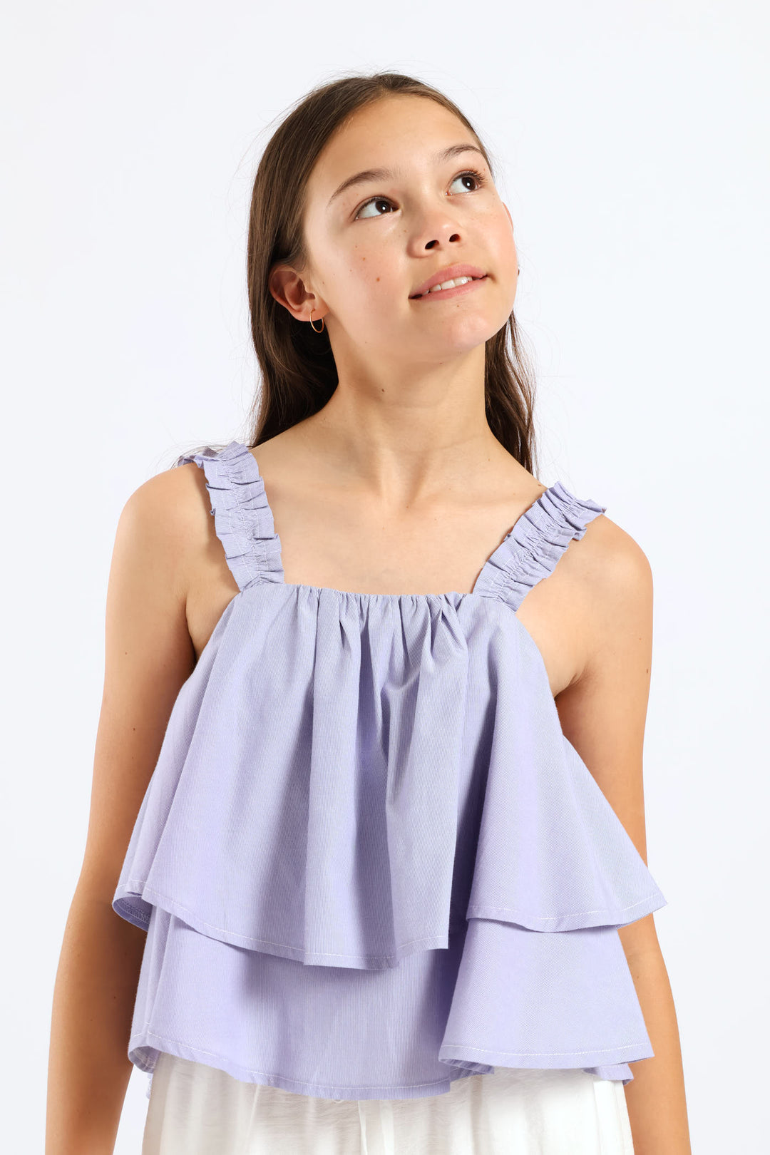Girls Strappy Rara Tiered Stripe Body Cami - Blue
