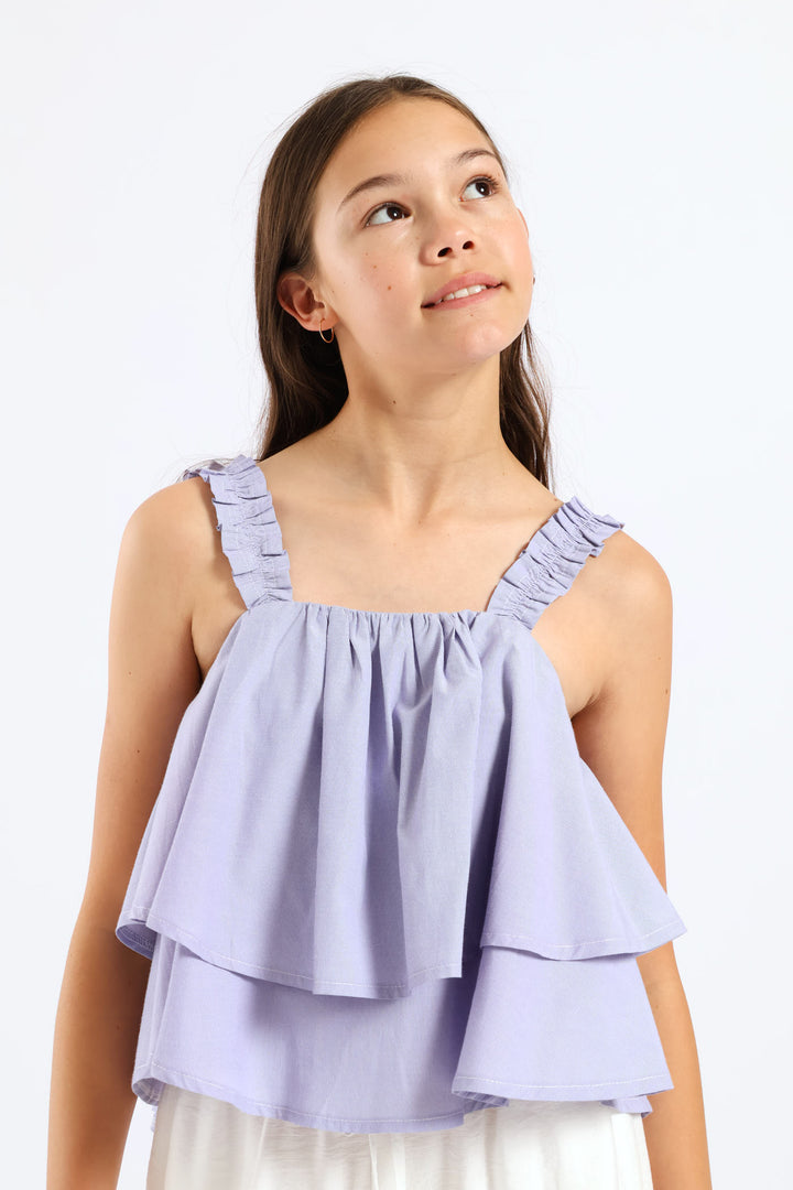 Girls Strappy Rara Tiered Stripe Body Cami - Blue