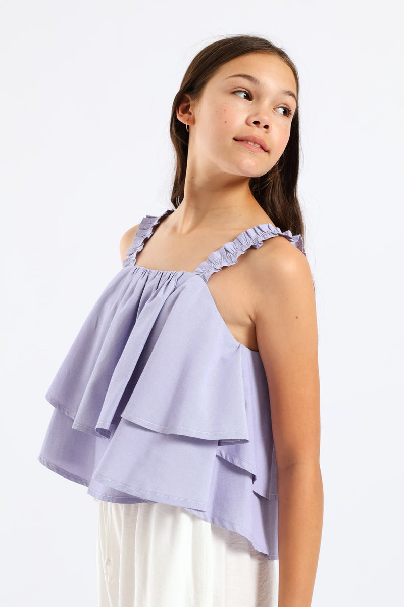 Girls Strappy Rara Tiered Stripe Body Cami - Blue