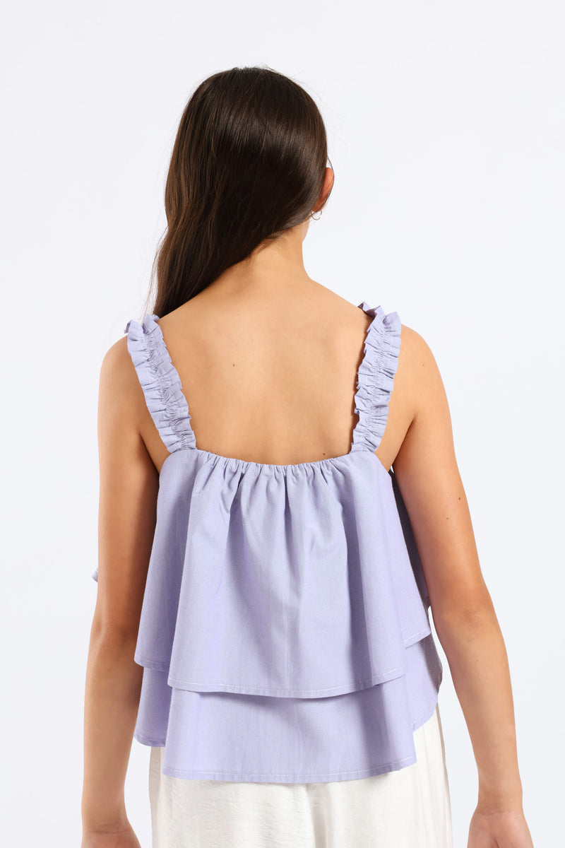 Girls Strappy Rara Tiered Stripe Body Cami - Blue