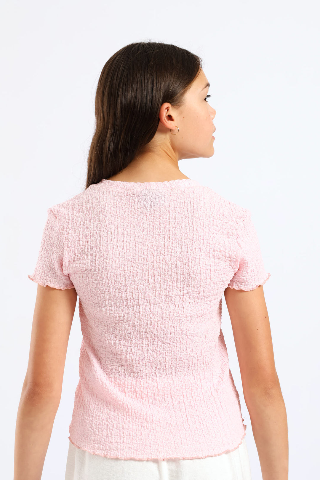 Girls Textured Knit Tee - Light Pink