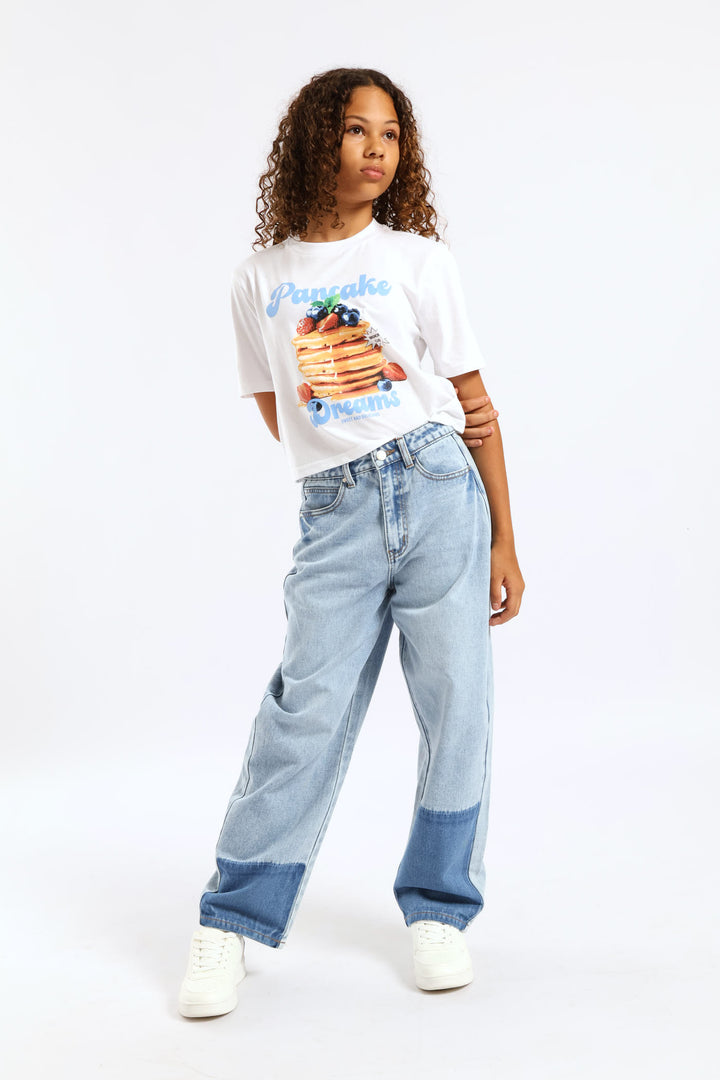 Girls Pancake Dreams Opp Tee - White