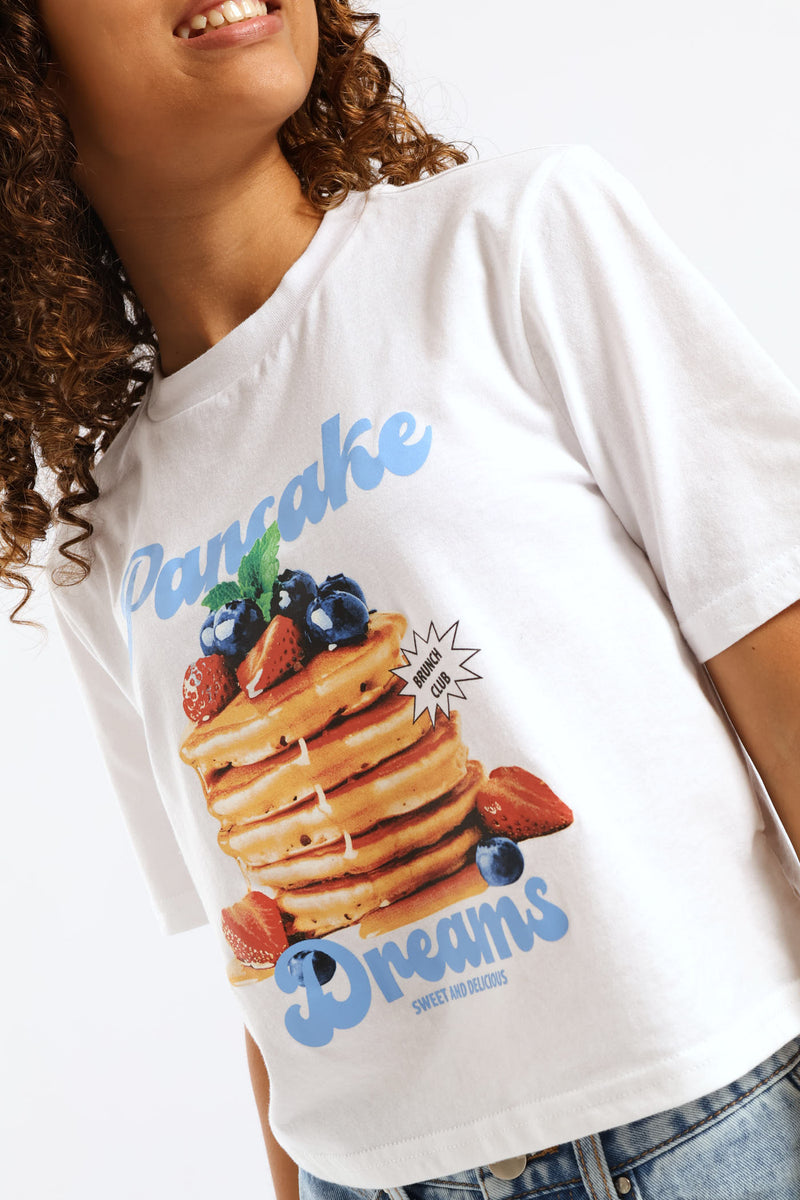 Girls Pancake Dreams Opp Tee - White