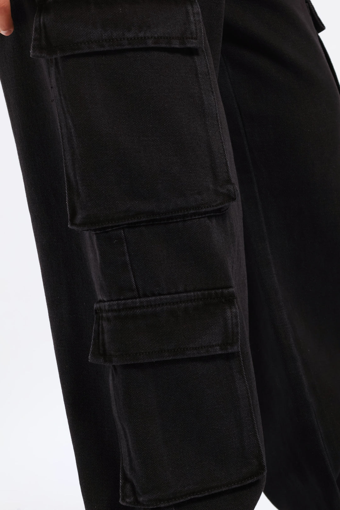 Girls Cargo Wide Leg Denim - Charcoal