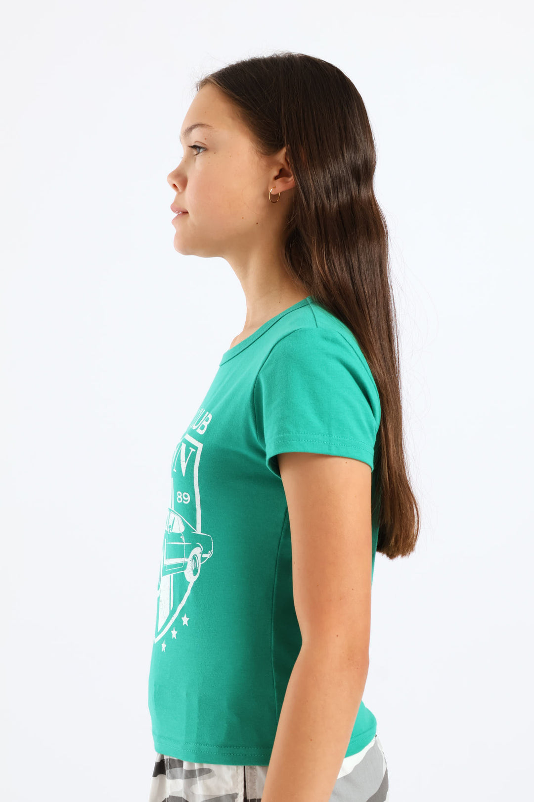 Girls Motorclub Fitted Tee - Green