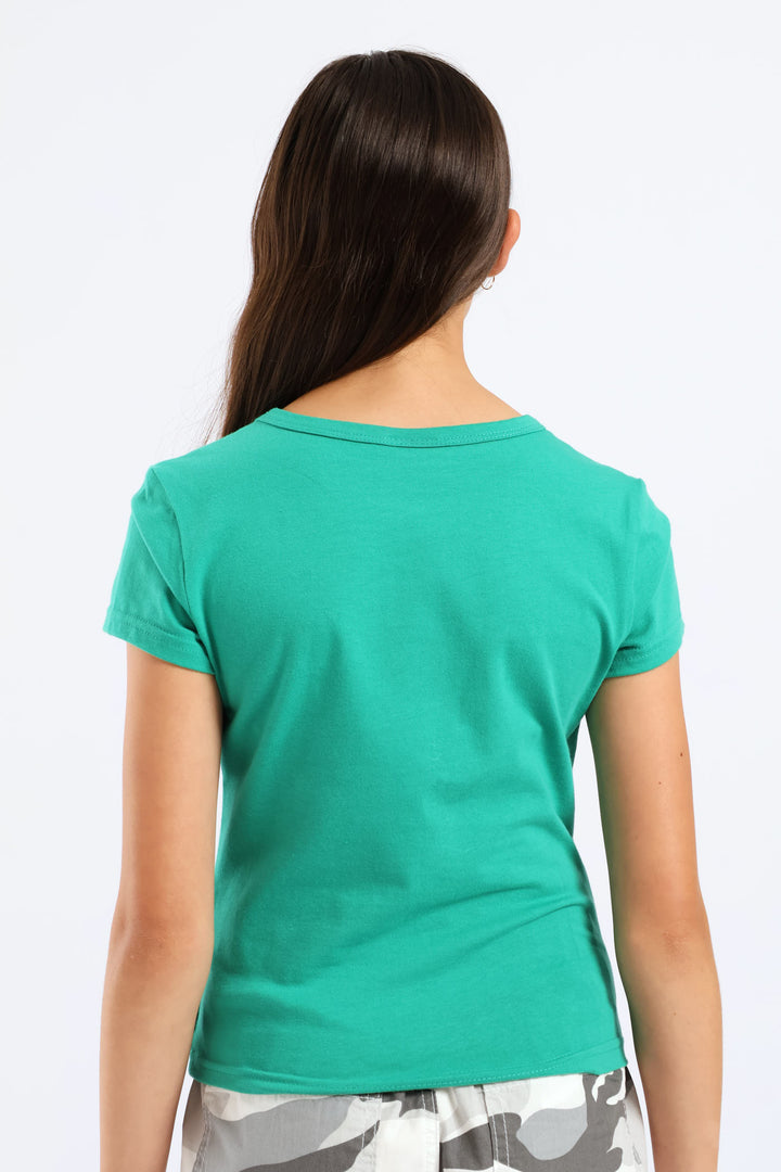 Girls Motorclub Fitted Tee - Green