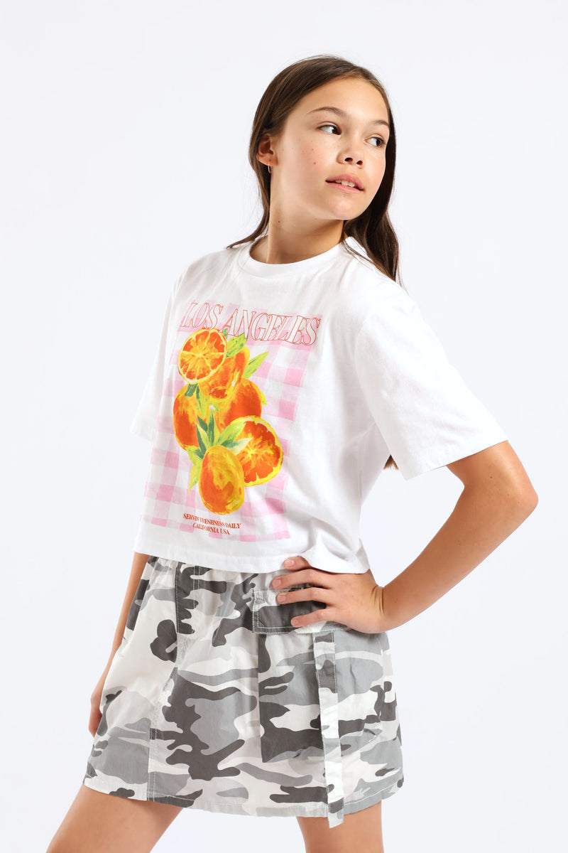 Girls Camo Bello Pocket Cargo Skirt - Grey